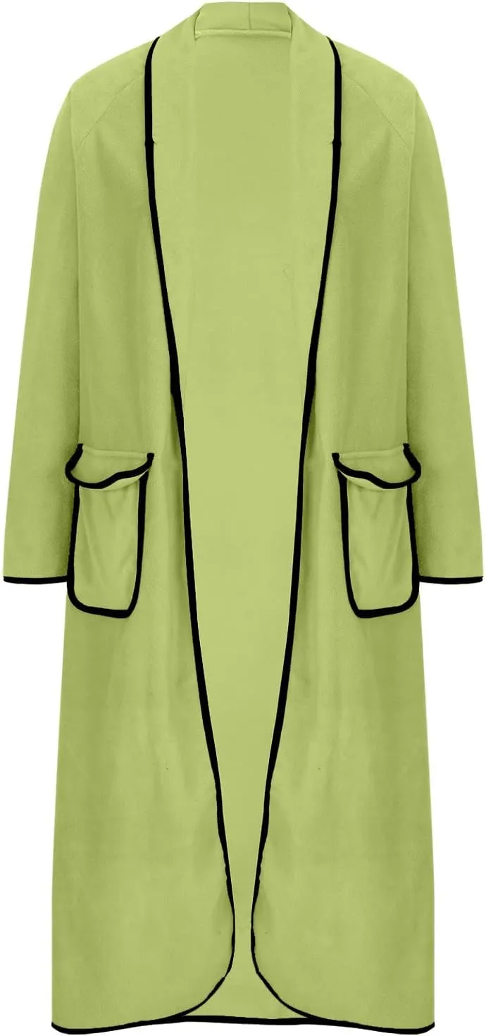 Pea Coats for Women Cashmere Wool Blend Warm Winter Coats Notch Lapel Open Front Trench Coats Overcoat