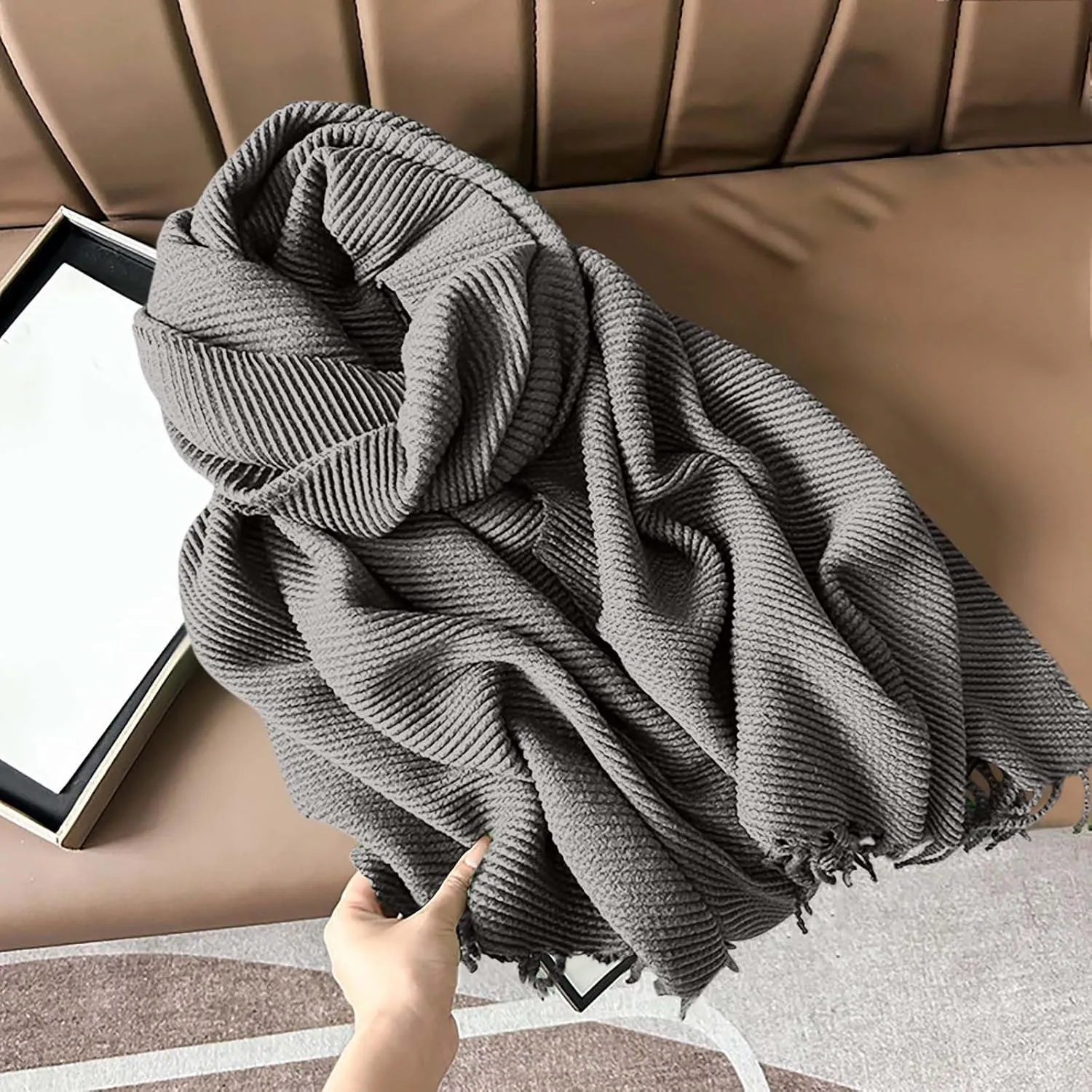 Plain Scarf for Women - Womens Scarf, Winter Scarfs for Women, Fashion Cashmere Scarf for Winter, Long Blanket Scarf