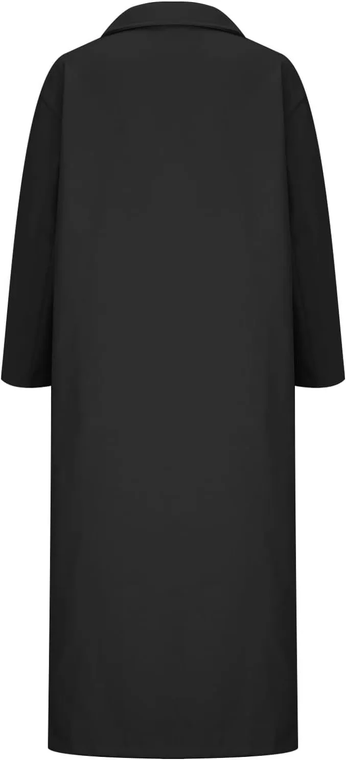 Plus Size Coats for Women Single Breasted Maxi Length Pea Coats Casual Open Front Trench Coats 2024 Winter Overcoat