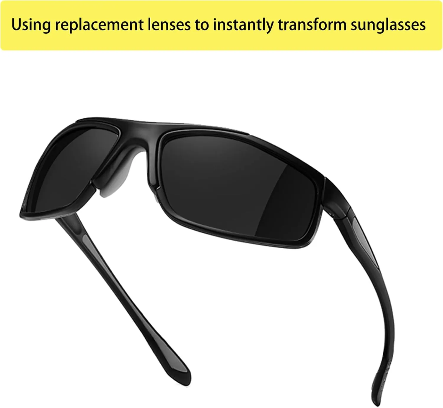 Polarized Night Driving Glasses Unisex NIght Cycling Glasses with Replacement Sunglasses Lens for Daytime