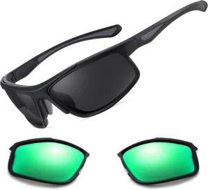 Polarized Night Driving Glasses Unisex NIght Cycling Glasses with Replacement Sunglasses Lens for Daytime