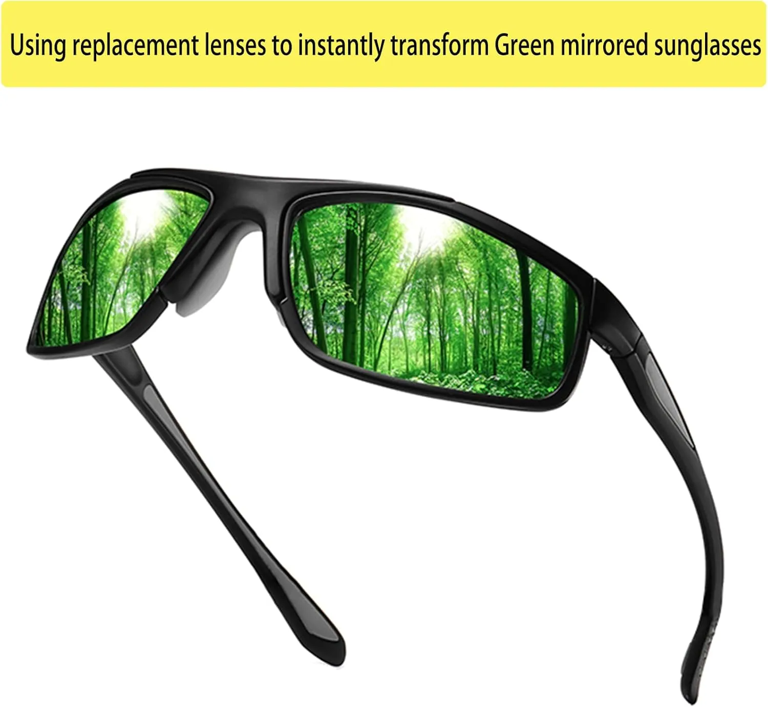 Polarized Night Driving Glasses Unisex NIght Cycling Glasses with Replacement Sunglasses Lens for Daytime