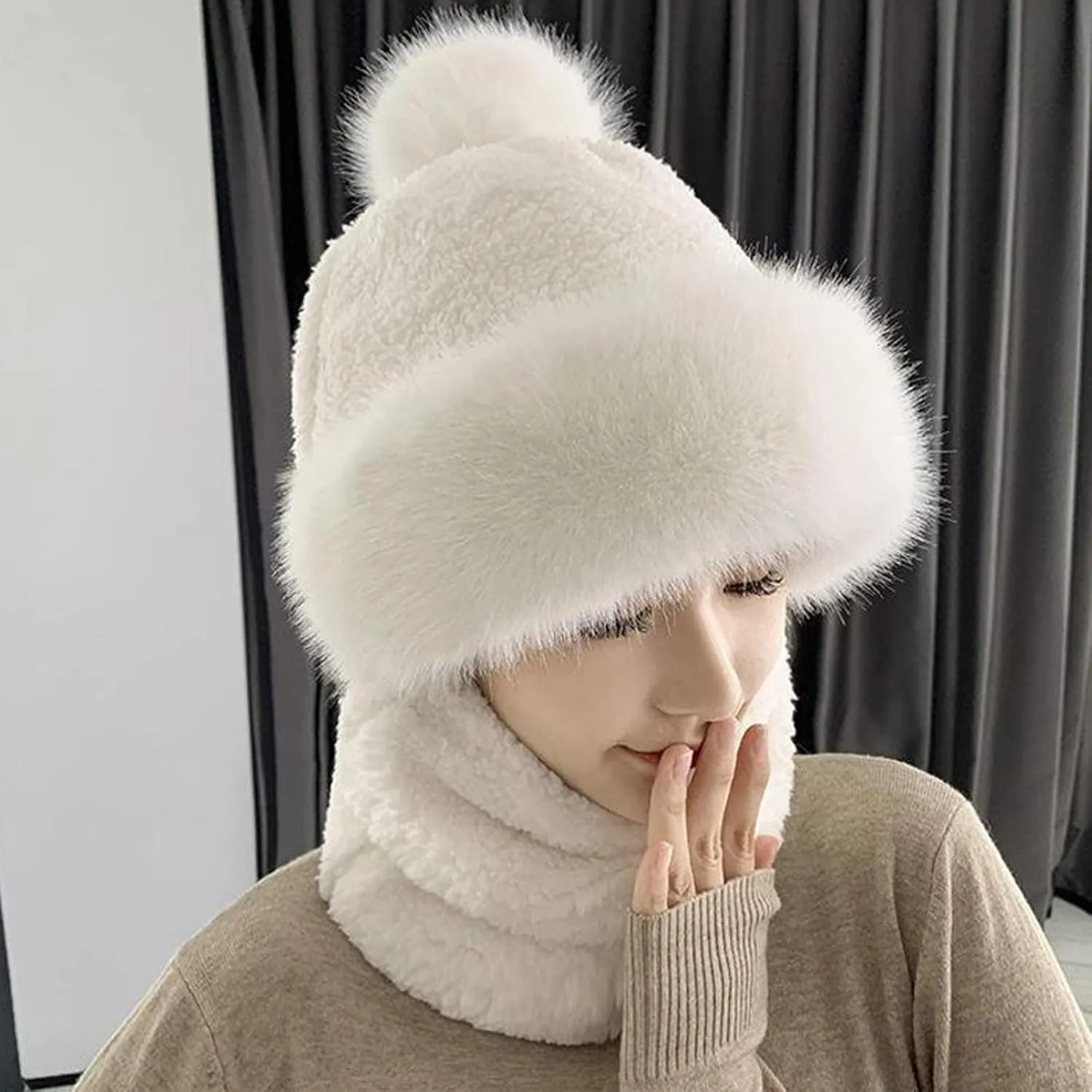Pom Beanie Hat Women Men Winter Hat Pom Knit Hat Beanie with Pom Acrylic Winter Cap with Cuff and Pom