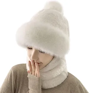 Pom Beanie Hat Women Men Winter Hat Pom Knit Hat Beanie with Pom Acrylic Winter Cap with Cuff and Pom
