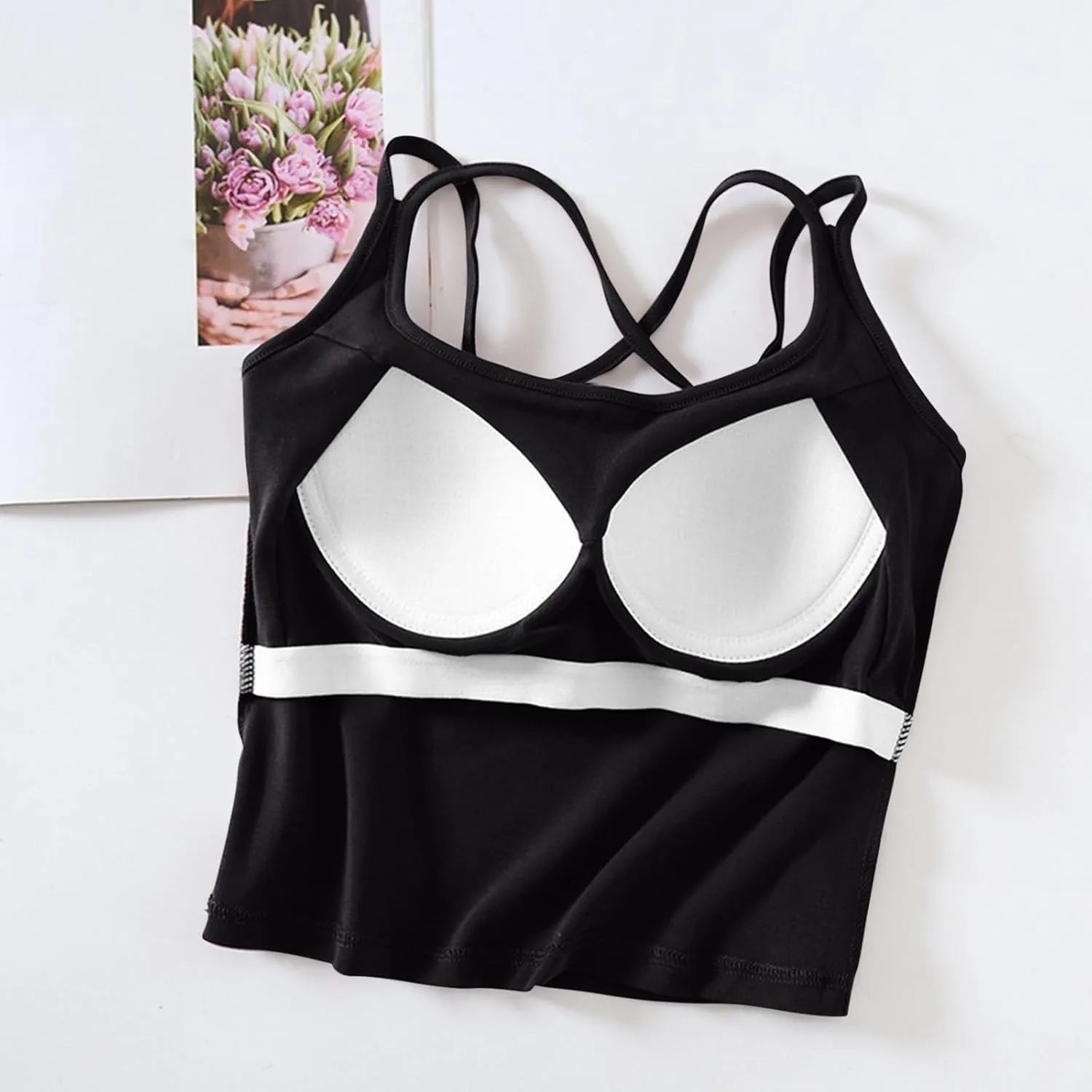 Racerback Tank Top for Women Shelf Bra Yoga Tops Summer Cami Shirt Basic Athletic Camisole with Built in Bras
