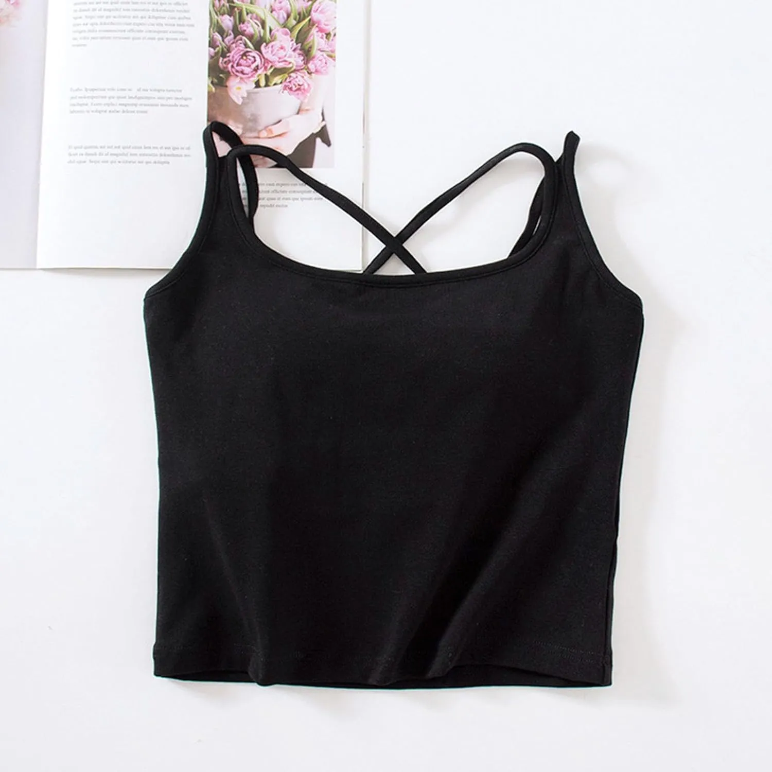 Racerback Tank Top for Women Shelf Bra Yoga Tops Summer Cami Shirt Basic Athletic Camisole with Built in Bras