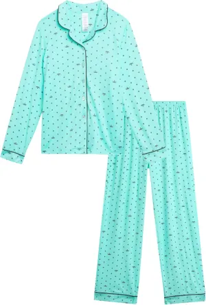 Rene Rofe Girls' Pajama Set - 2 Piece Long Slevee Button Down Pajama Shirt and Pants Set - Cozy Printed Matching Pajamas 4-12
