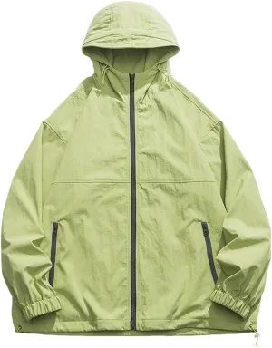 Rfmfkkg Men Solid Color Casual Hooded Jackets Zipper Pocket Windbreaker Streetwear Warm Outerwear