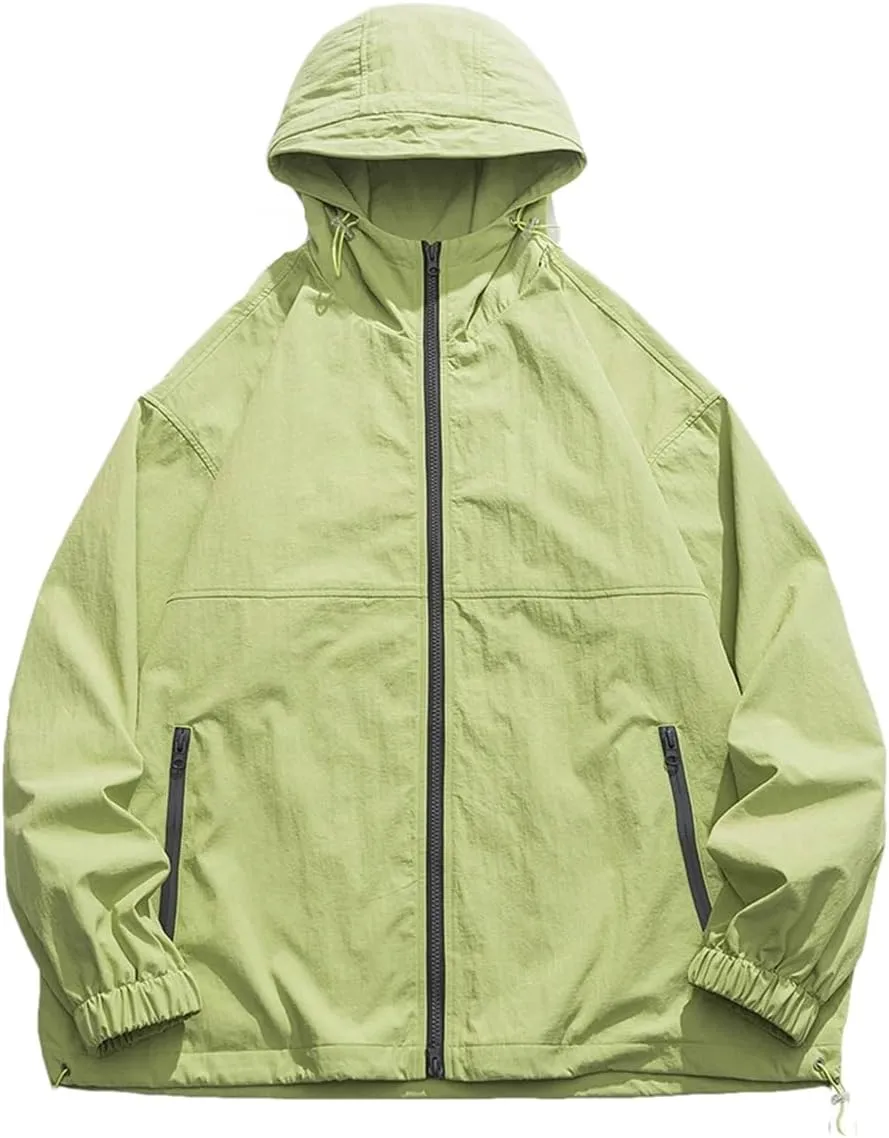 Rfmfkkg Men Solid Color Casual Hooded Jackets Zipper Pocket Windbreaker Streetwear Warm Outerwear