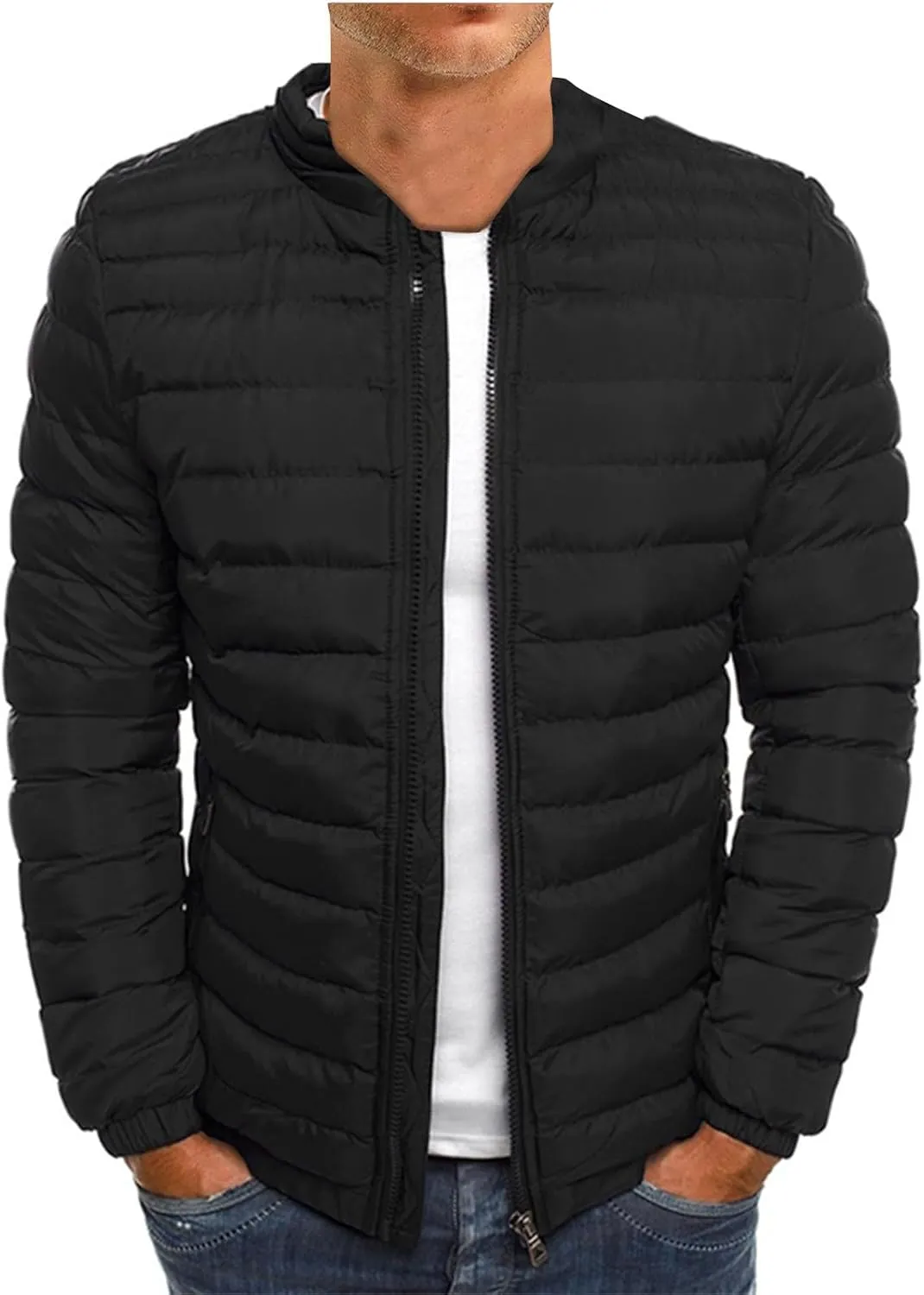 RTRDE Men's Winter Jackets Casual Windproof Down Jackets Zip Up Windbreaker Warm Padded Coats Jackets, M-2XL