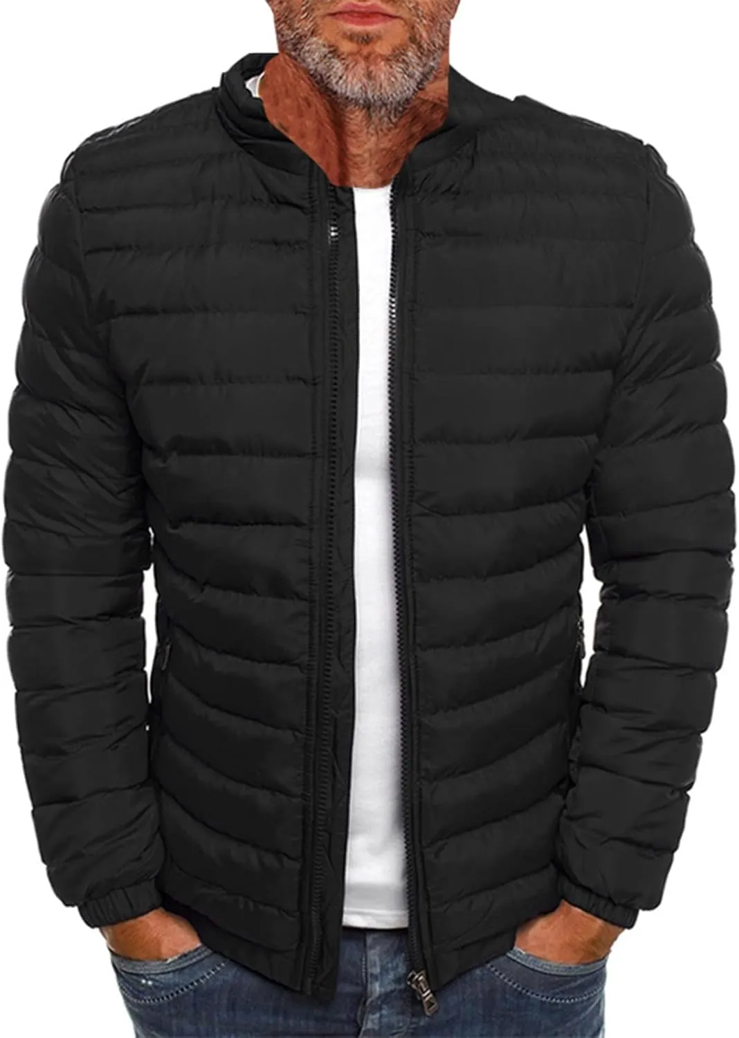 RTRDE Men's Winter Jackets Casual Windproof Down Jackets Zip Up Windbreaker Warm Padded Coats Jackets, M-2XL