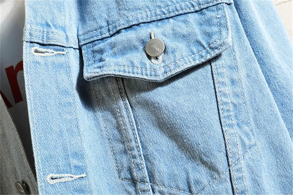 SaoBiiu Men Denim Jacket Hooded Retro Motorcyle Coat Mens Streetwear Hip Hop Bomber Jacket