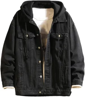 SaoBiiu Men Denim Jacket Hooded Retro Motorcyle Coat Mens Streetwear Hip Hop Bomber Jacket