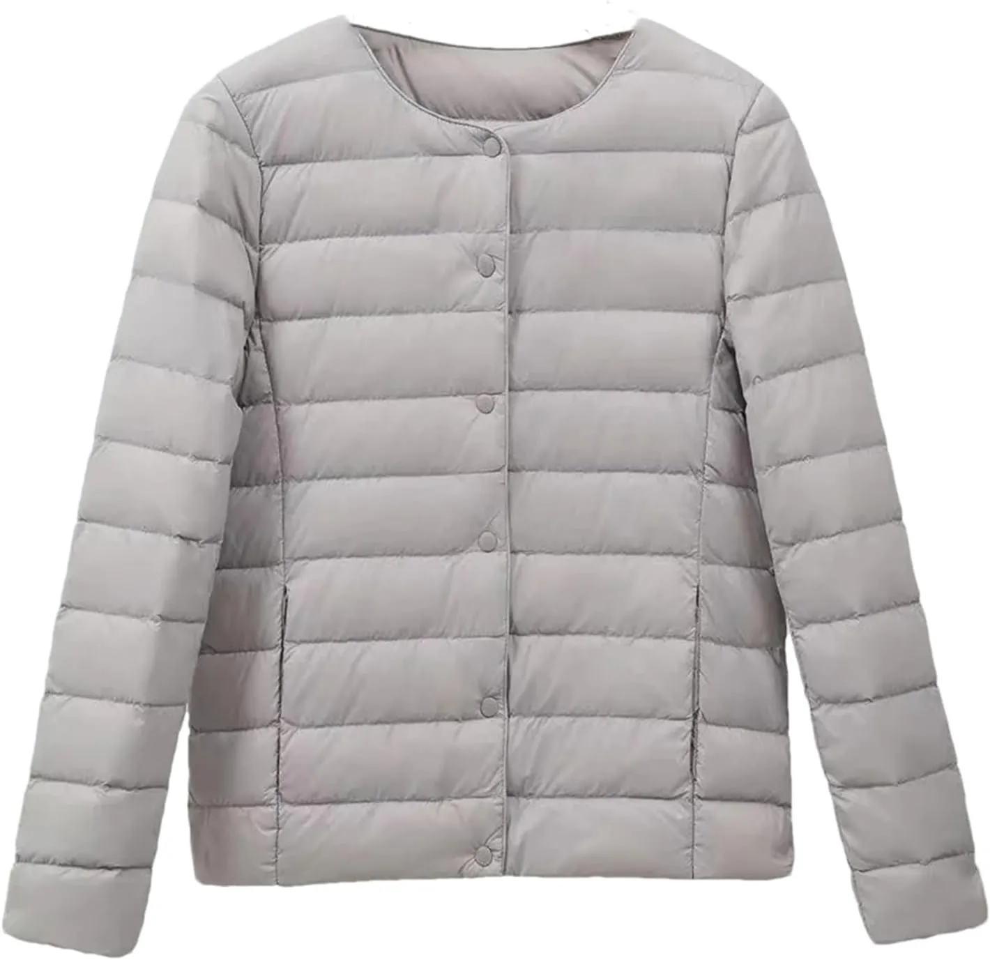SaoBiiu Women Ultra Light Inter Puffer Jackets Collarless Portable Down Jackets