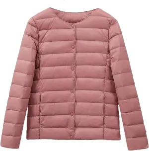 SaoBiiu Women Ultra Light Inter Puffer Jackets Collarless Portable Down Jackets