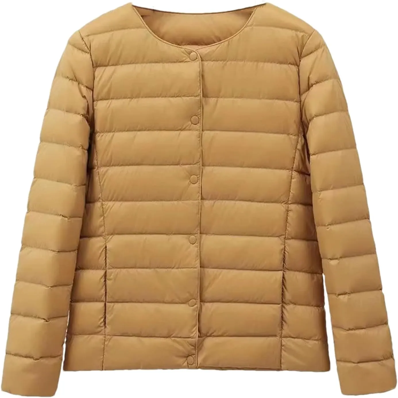 SaoBiiu Women Ultra Light Inter Puffer Jackets Collarless Portable Down Jackets