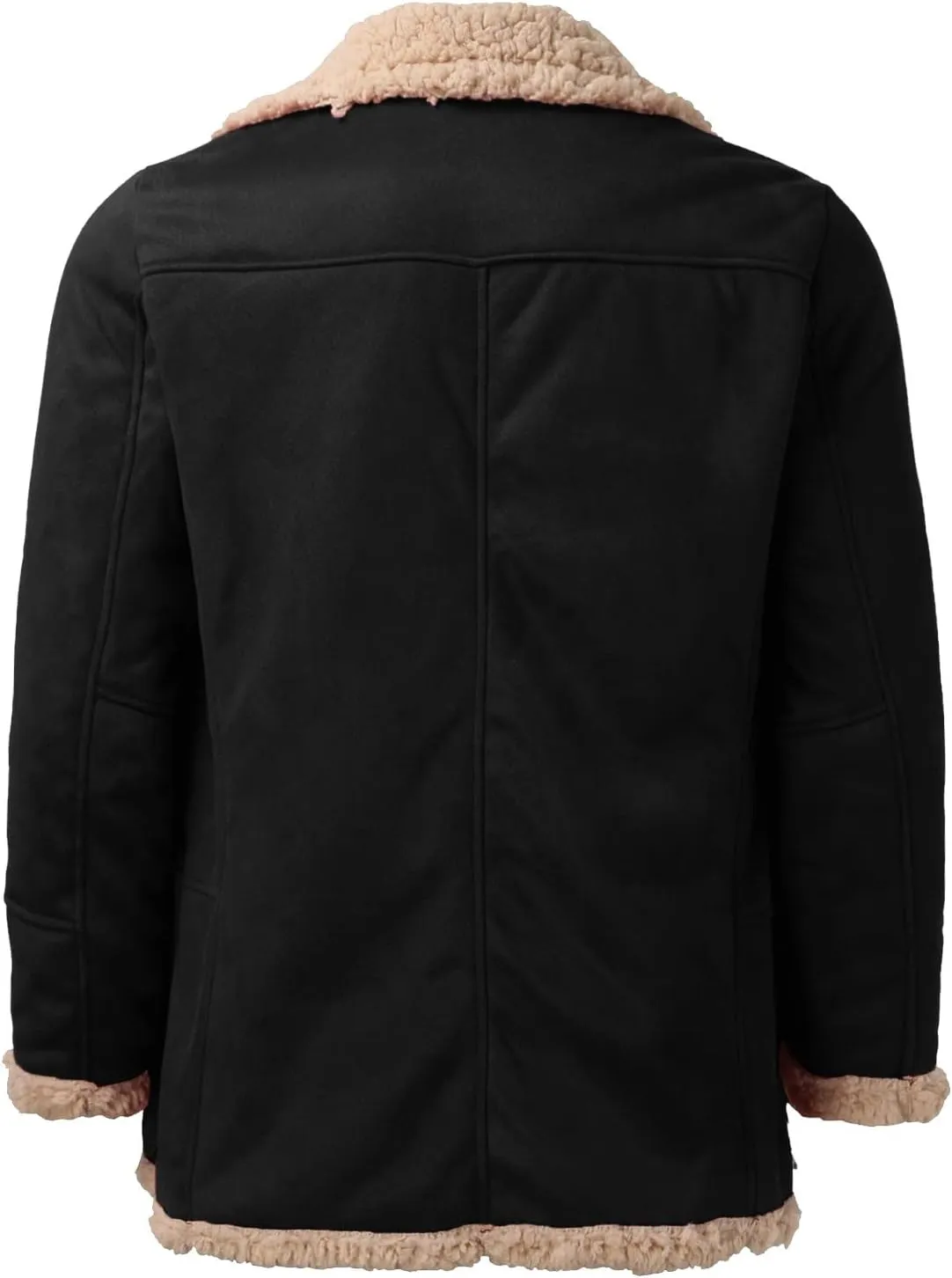 Sherpa Lined Bomber Jackets for Men Lapel Collar Zip Up Faux Suede Jackets with Pockets Big and Tall Flight Jackets