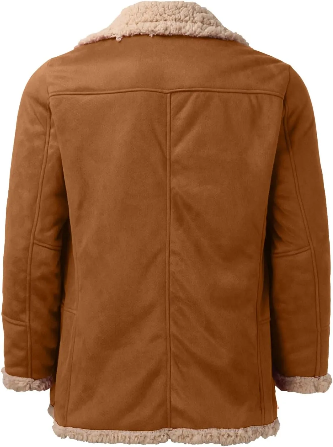 Sherpa Lined Bomber Jackets for Men Lapel Collar Zip Up Faux Suede Jackets with Pockets Big and Tall Flight Jackets