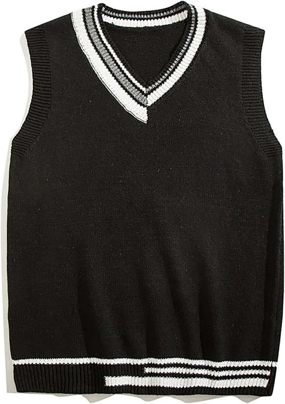 Sleeveless Sweater Vest for Men Color Block Knitted Trendy Pullover Sweater V Neck Comfort Soft Casual Jumper Tops