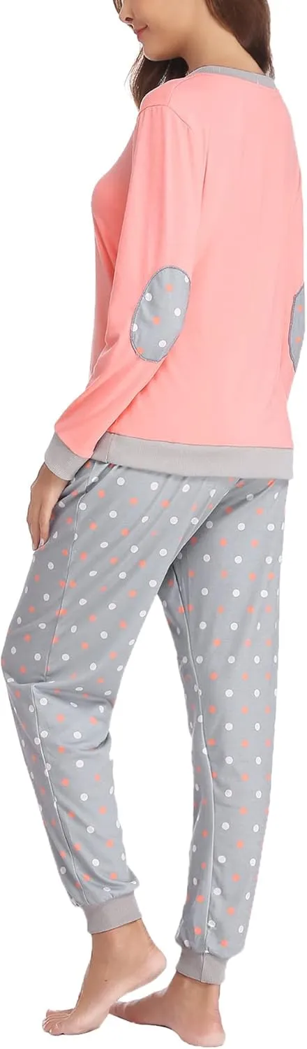 Soft Womens Pajama Sets Cotton Long Sleeve Pj Sets Comfy 2 Piece Sleepwear Cozy Loungewear Nightwear With Pockets