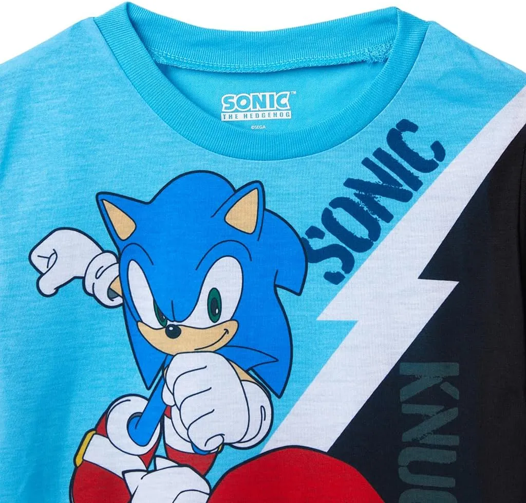 Sonic The Hedgehog Boys' Shorts and Sleep Shirt Kids Sleepwear 2 Piece Pajama Set