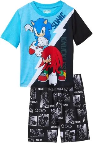 Sonic The Hedgehog Boys' Shorts and Sleep Shirt Kids Sleepwear 2 Piece Pajama Set