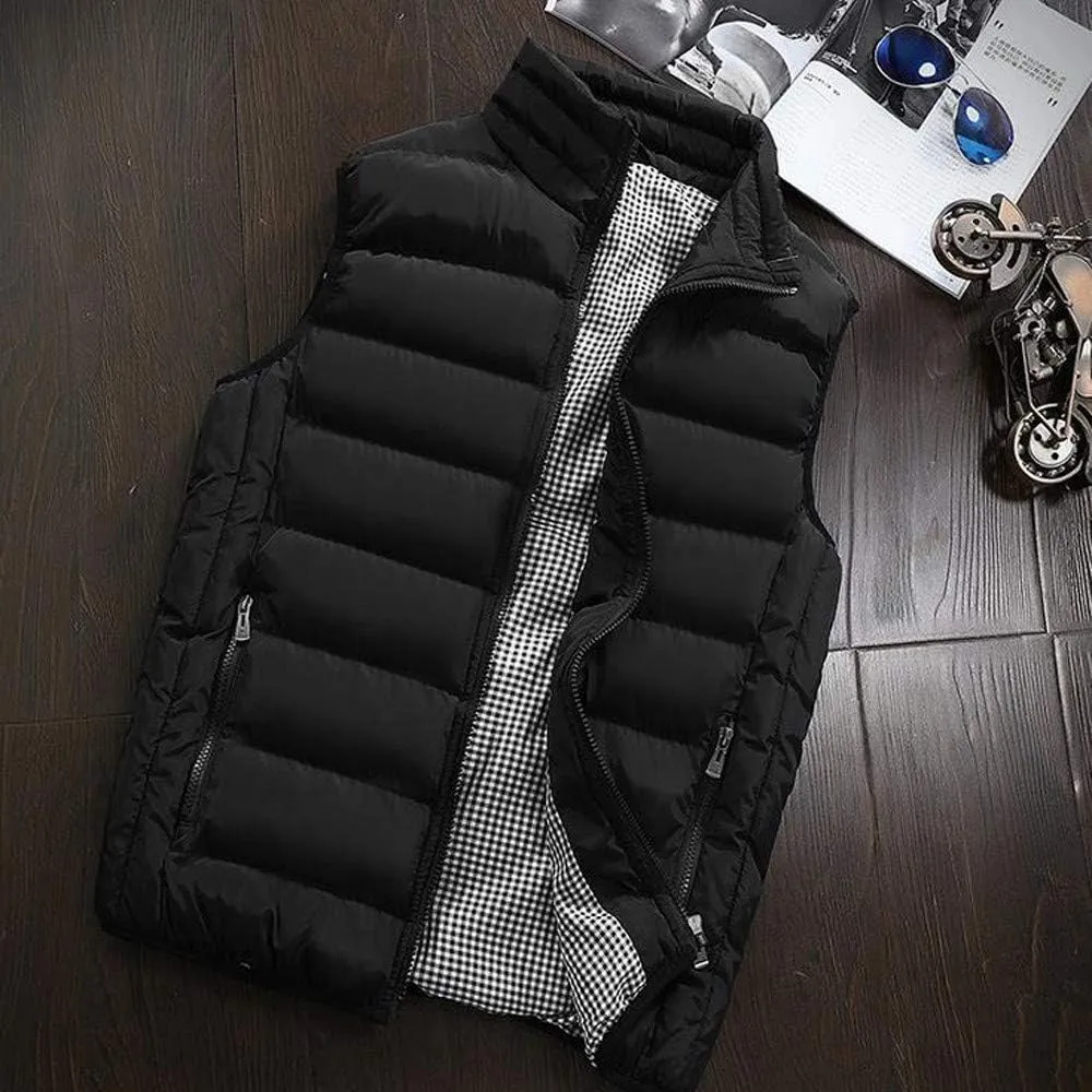 SSDXY Men's Padded Cotton Blend Autumn Winter Warm Vest Coat Tops Jacket Casual Loose Sleeveless Solid Slim Warm Outwear
