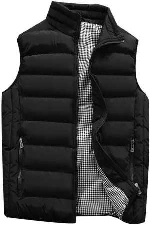 SSDXY Men's Padded Cotton Blend Autumn Winter Warm Vest Coat Tops Jacket Casual Loose Sleeveless Solid Slim Warm Outwear