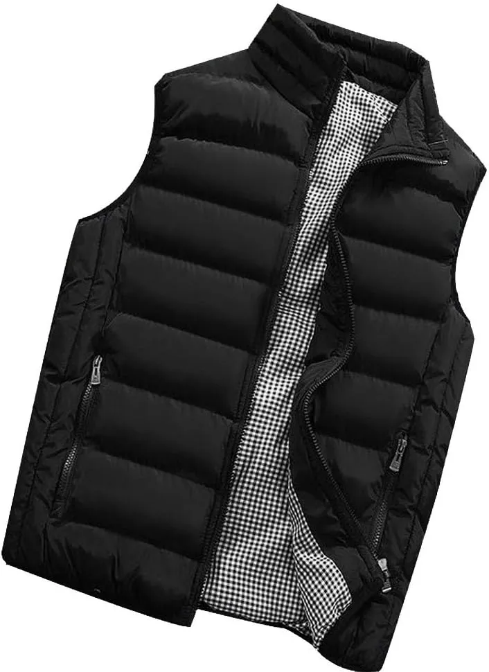 SSDXY Men's Padded Cotton Blend Autumn Winter Warm Vest Coat Tops Jacket Casual Loose Sleeveless Solid Slim Warm Outwear