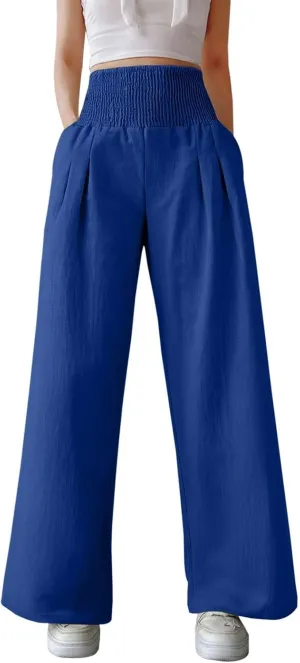 Straight Leg Pants for Women Wide Leg Casual Pants Loose Track Trousers with Pockets Lounge Workout Jogging Sweatpants