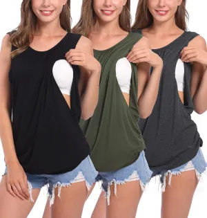 SUIEK Women's Maternity Nursing Tops Breastfeeding Tanks Tee Shirt Pregnancy Clothes