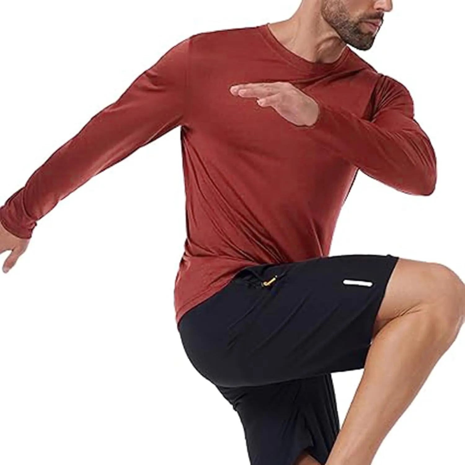 Sun Protection Shirts for Men Long Sleeve Lightweight Moisture Wicking Crewneck Comfort Jacket for Outdoor Hiking