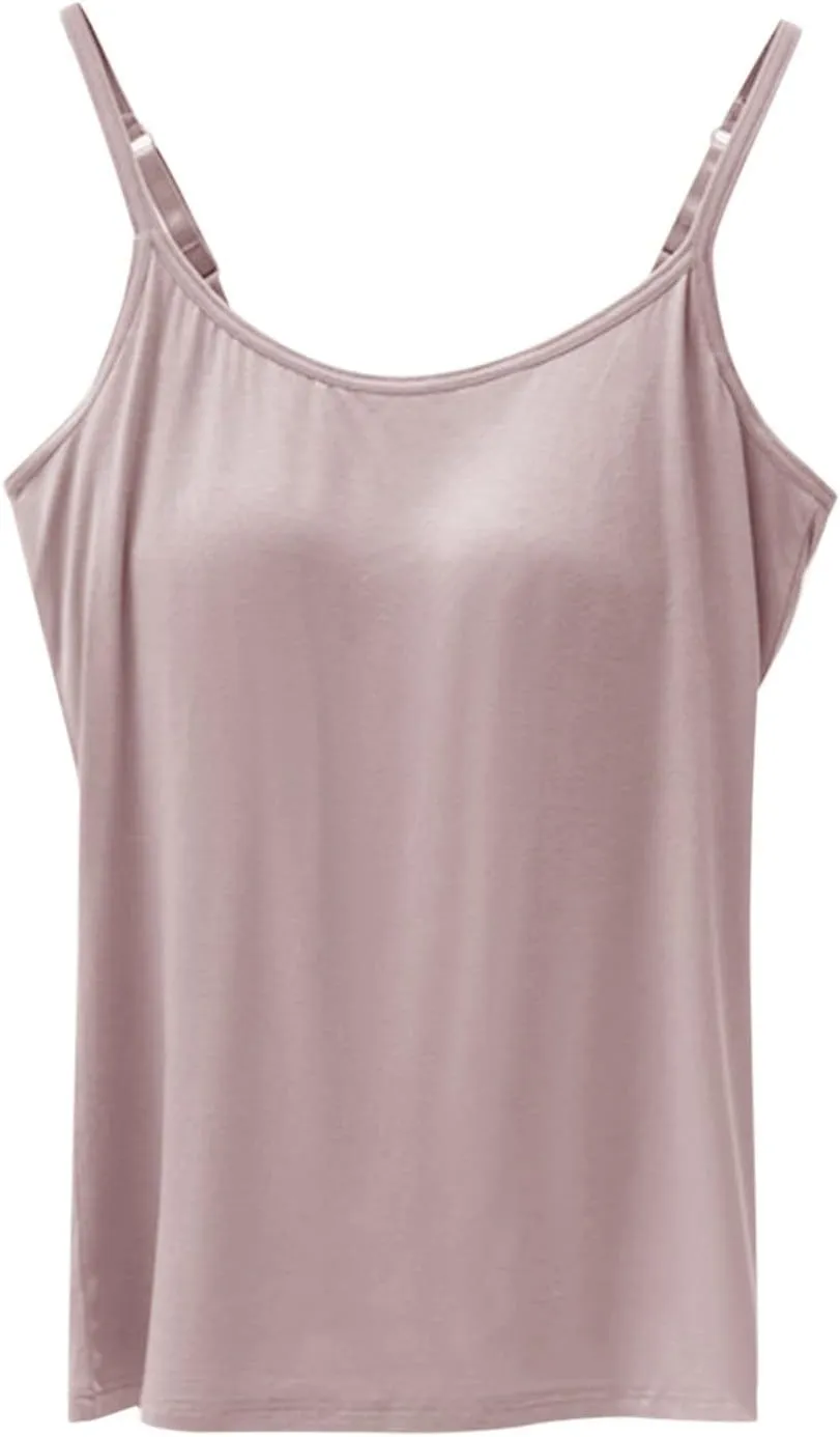 Tank Top for Women Cotton Tank Top with Built in Bra Camisole Tops wiith Padded Bra Workout Yoga Shirts