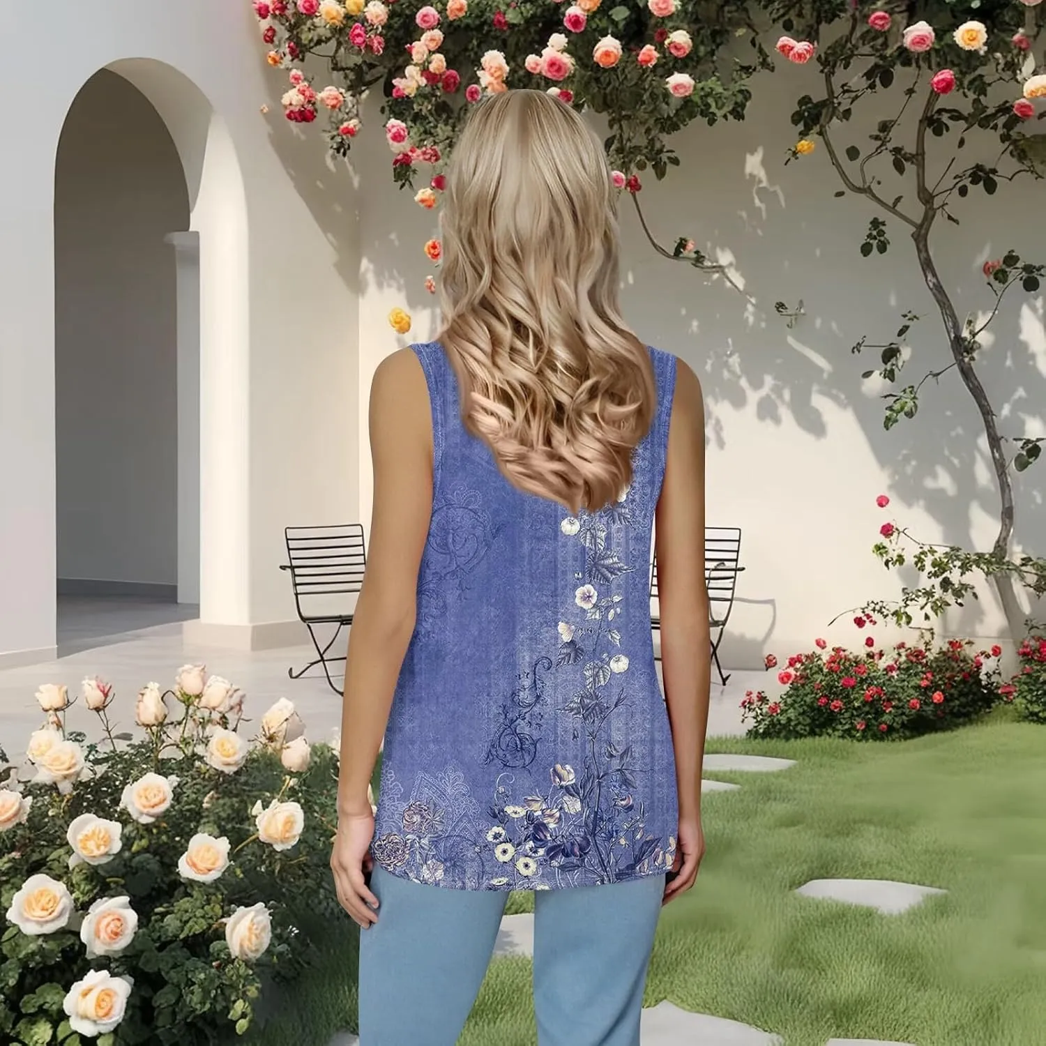 Tank Top for Women Summer 2025 Sleeveless Blouses Pleated Square Neck Casual Loose Fit Flowy Shirts Tunics