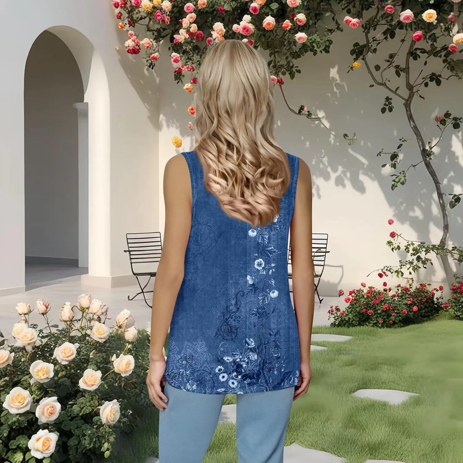 Tank Top for Women Summer 2025 Sleeveless Blouses Pleated Square Neck Casual Loose Fit Flowy Shirts Tunics