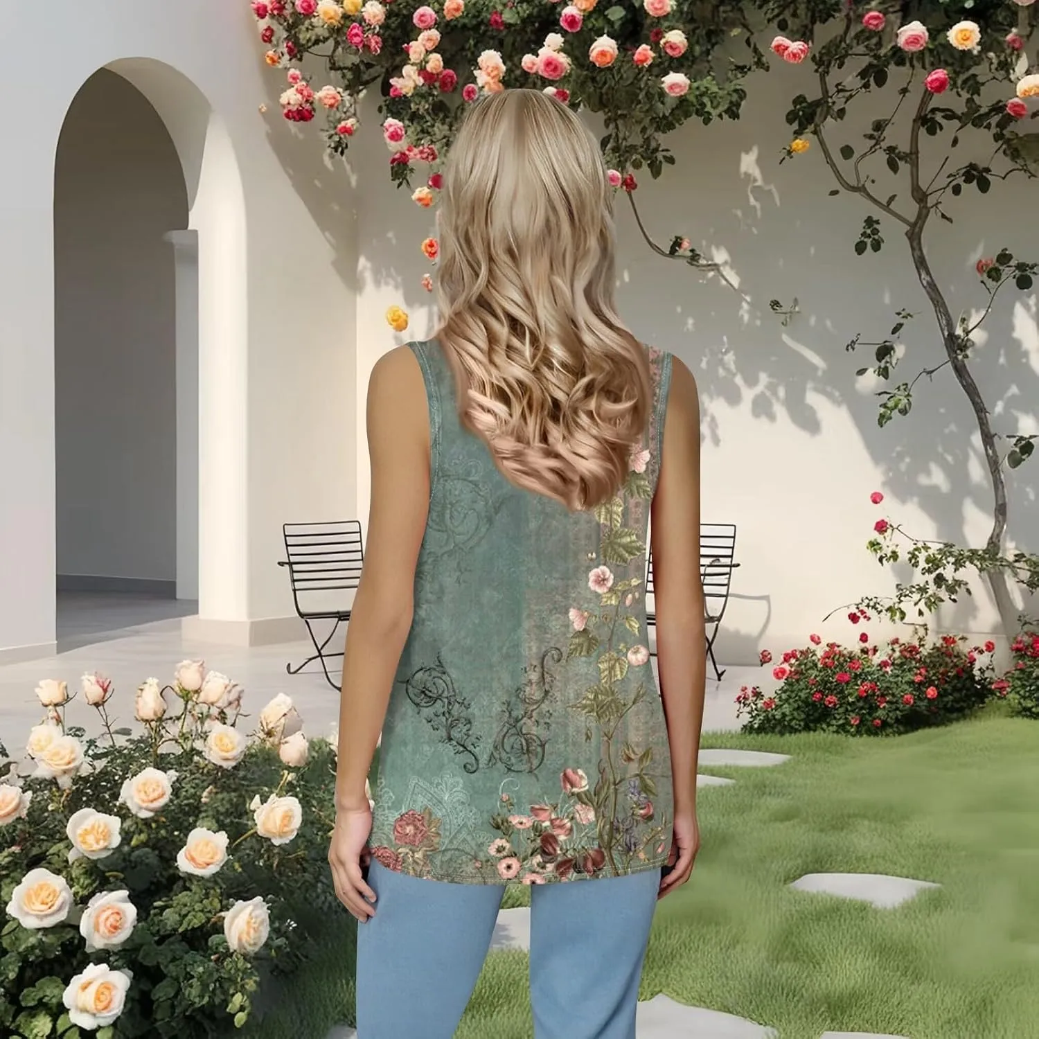 Tank Top for Women Summer 2025 Sleeveless Blouses Pleated Square Neck Casual Loose Fit Flowy Shirts Tunics
