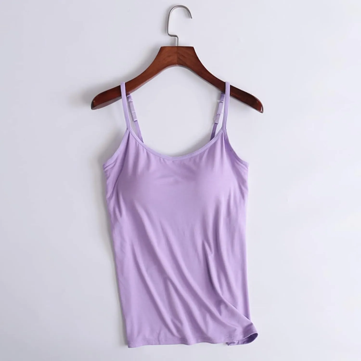 Tank Top for Women with Built-in Padded Bra Adjustable Wide Strap Camisole Cotton Undershirts Yoga Cami Shirts