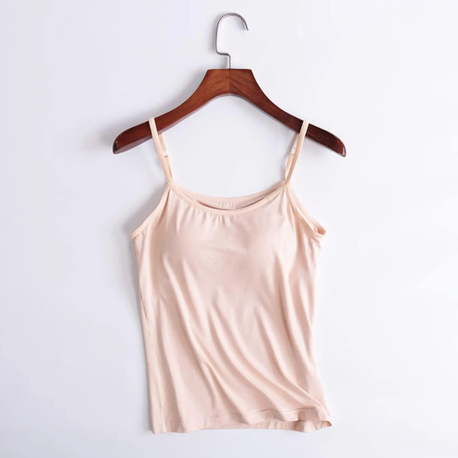 Tank Top for Women with Built-in Padded Bra Adjustable Wide Strap Camisole Cotton Undershirts Yoga Cami Shirts