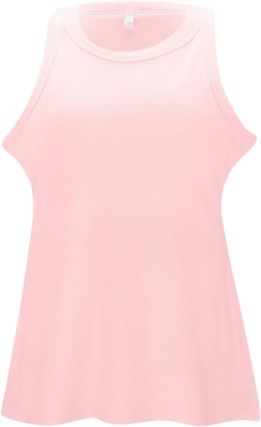 Tank Tops for Women 2025 Built in Shelf Bra Spaghetti Strap Summer Camisole U Neck Slim Fit Ribbed Sleeveless Shirts