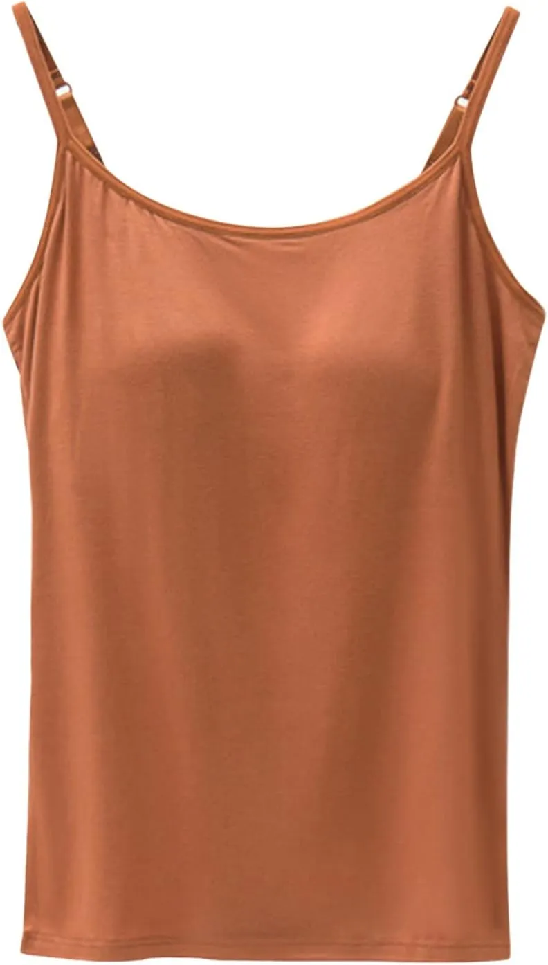 Tank Tops for Women Built with Shelf Bra Adjustable Spaghetti Strap Summer Tanks Sports Outfits Layering Undershirt