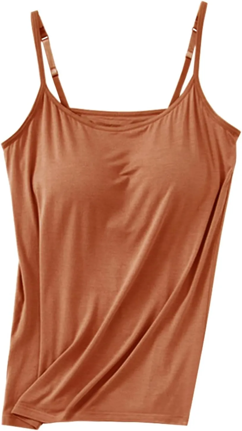 Tank Tops for Women Built with Shelf Bra Adjustable Spaghetti Strap Summer Tanks Sports Outfits Layering Undershirt