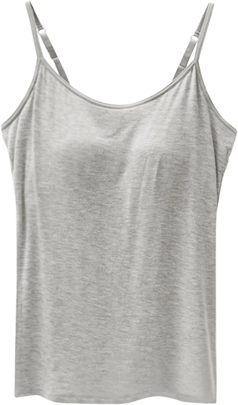 Tank Tops for Women Built with Shelf Bra Adjustable Spaghetti Strap Summer Tanks Sports Outfits Layering Undershirt