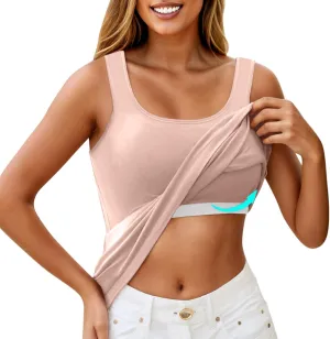 Tank Tops with Built in Shelf Bras for Women Adjustable Spaghetti Strap Camisole Top Workout Beach Basic Undershirts