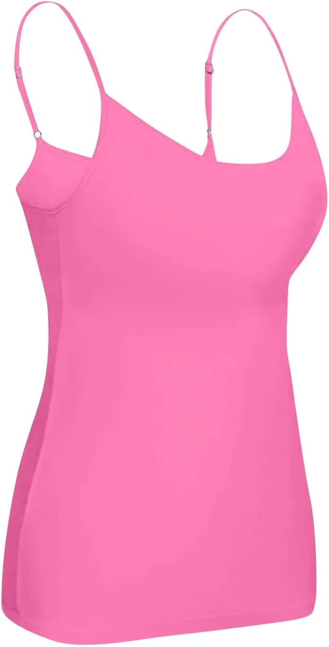 Tank Tops with Built in Shelf Bras for Women Adjustable Spaghetti Strap Camisole Top Workout Beach Basic Undershirts