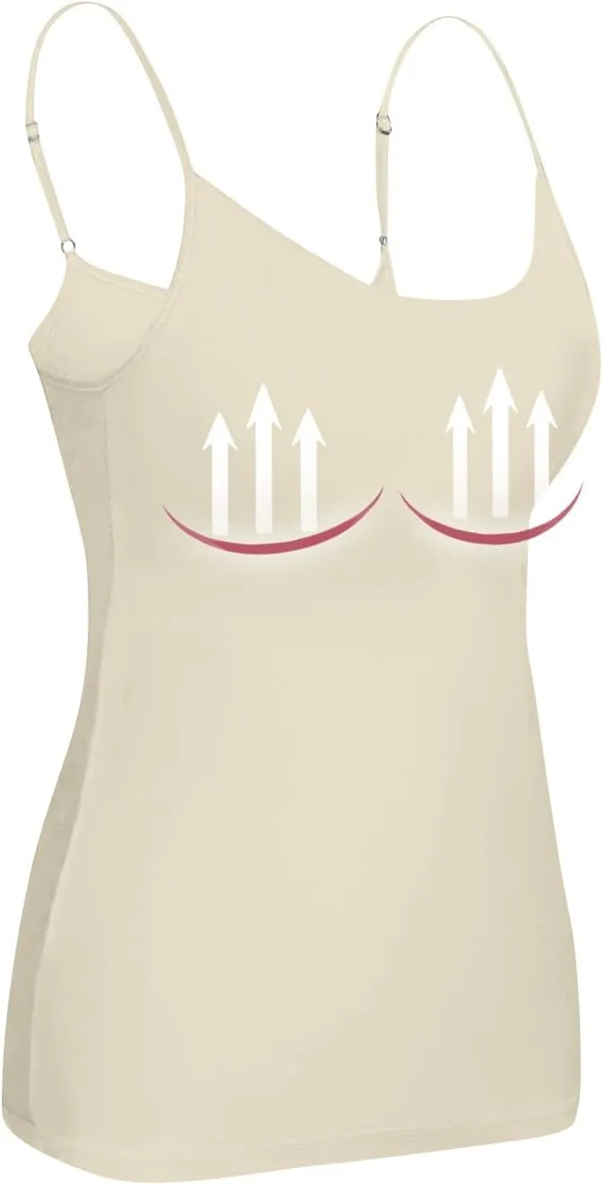 Tank Tops with Built in Shelf Bras for Women Adjustable Spaghetti Strap Camisole Top Workout Beach Basic Undershirts