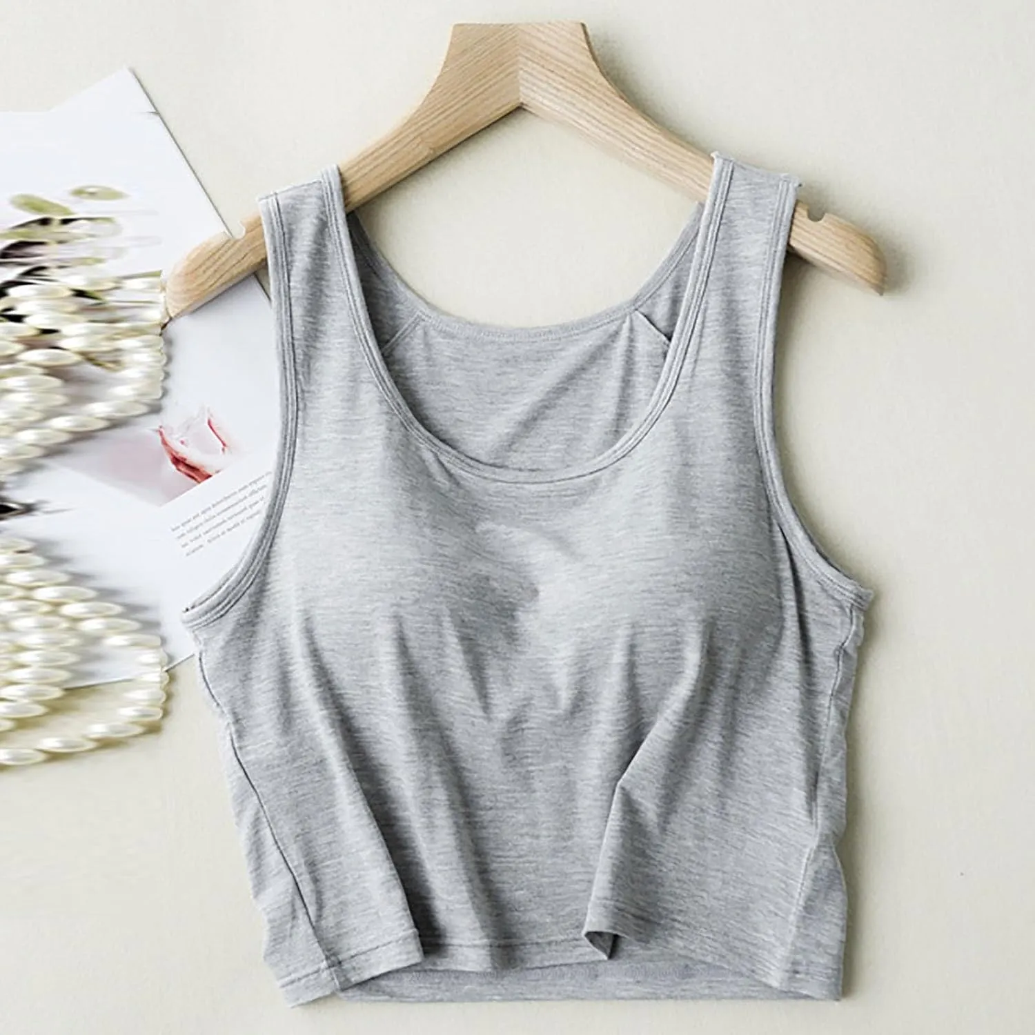 Tanktops with Built in Bras for Women Quick Dry Workout Sleeveless Yoga Camisole with Built in Bra Tank Tops Comfy