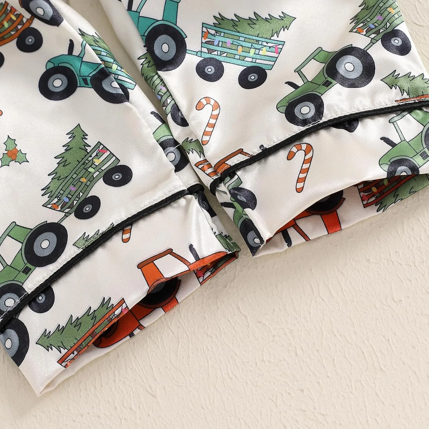 Toddler Baby Girl Boy Christmas Silk Satin Pajamas Santa Button Pjs Kids Long Sleeve Shirt Pants Xmas Pjs Sleepwear