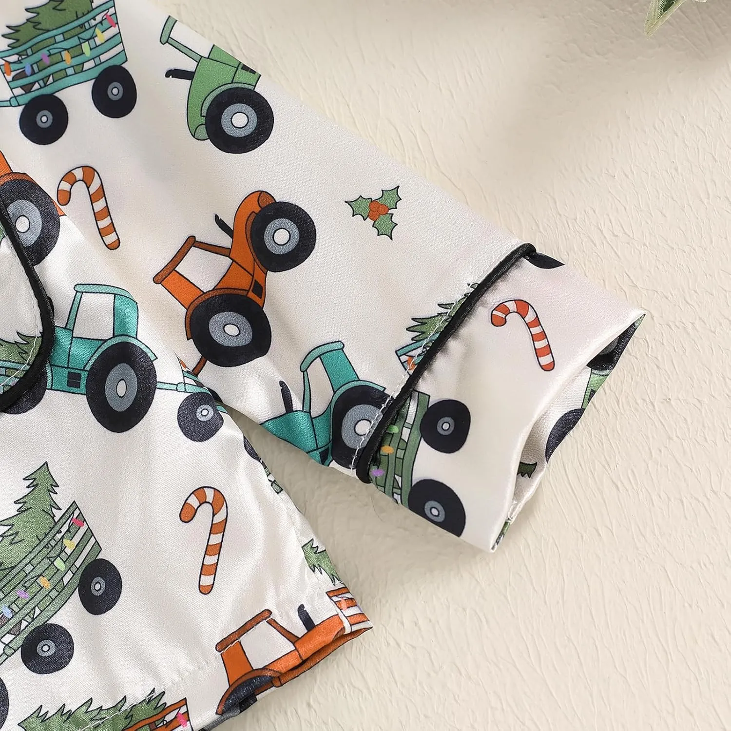 Toddler Baby Girl Boy Christmas Silk Satin Pajamas Santa Button Pjs Kids Long Sleeve Shirt Pants Xmas Pjs Sleepwear