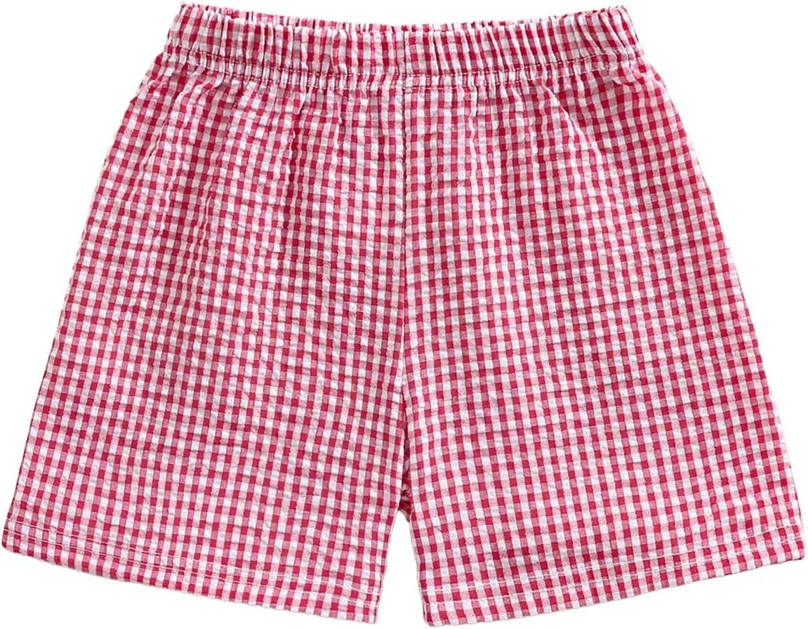 Toddler Boy Girl Plaid Shorts Casual Summer Gingham Shorts Elastic Waist Beach Shorts Bottoms Boxers Streetwear
