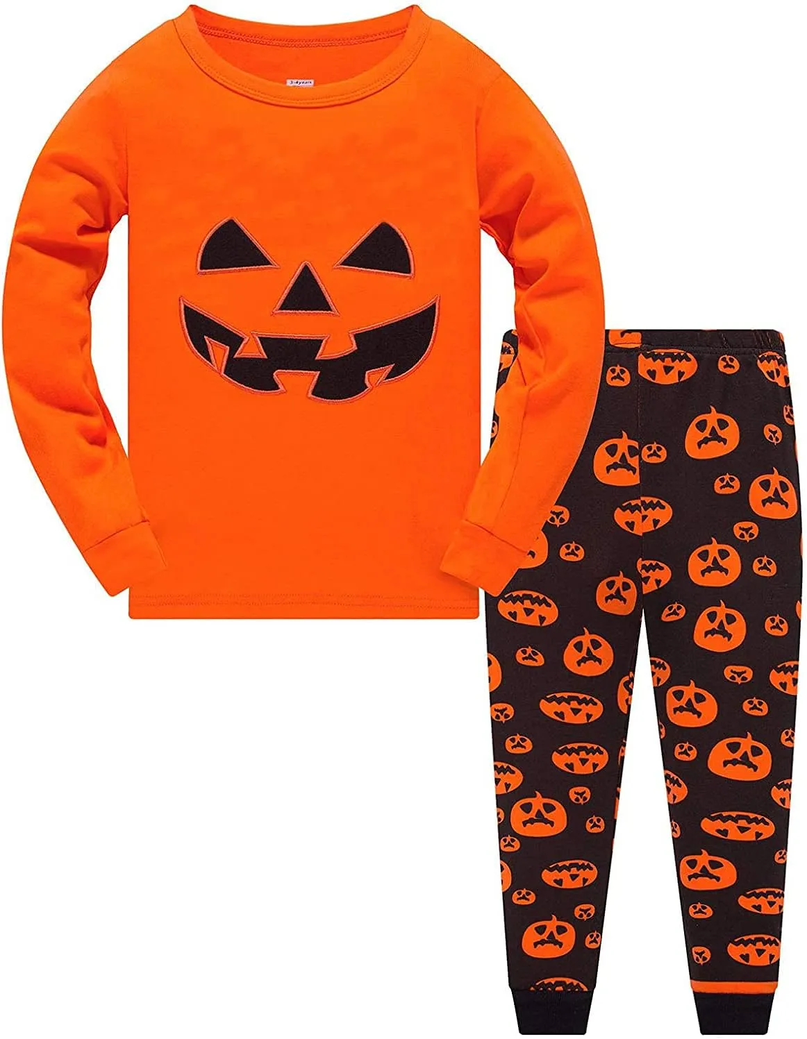 Toddler Boys Halloween Pumpkin Pajamas 100% Cotton Pjs for Boy Jammies Little Kids Sleepwear Clothes Sets Size 2-7T
